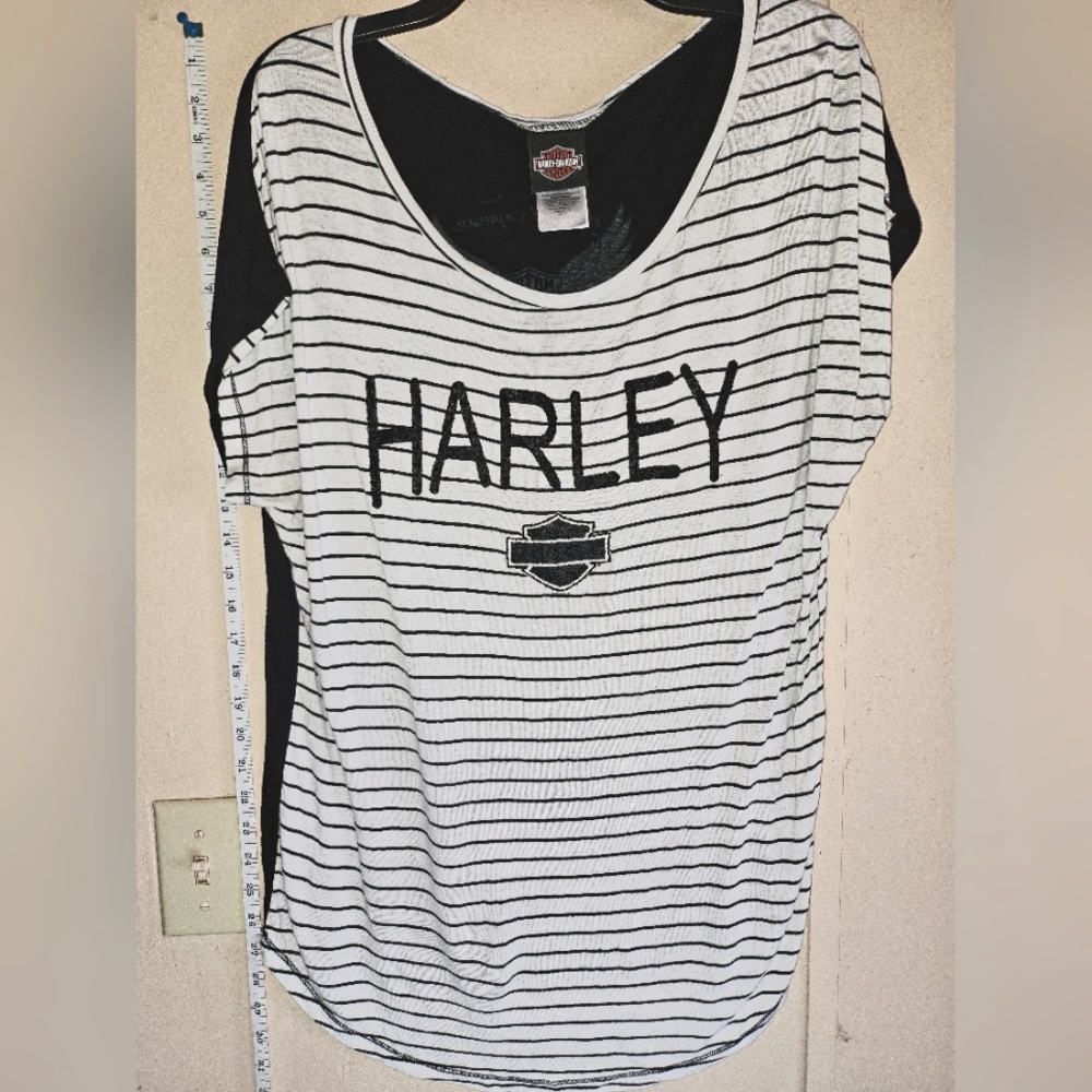 Harley Davidson XL Top Black and white horizontal stripes